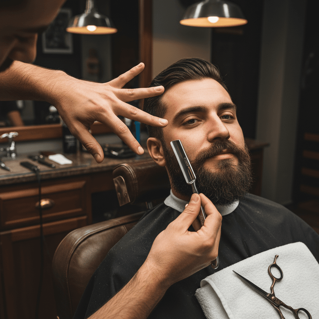 Beard trimming with straight razor