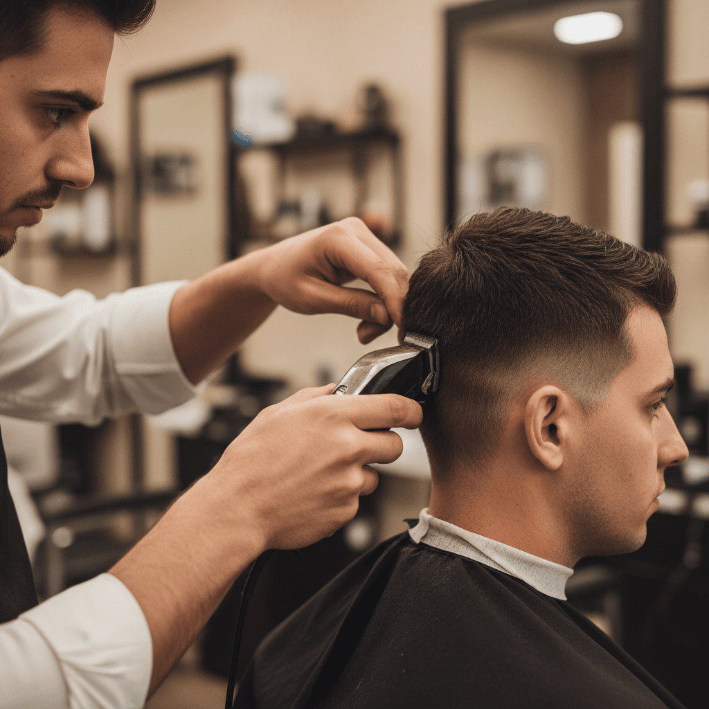 Custom hair fade design in progress