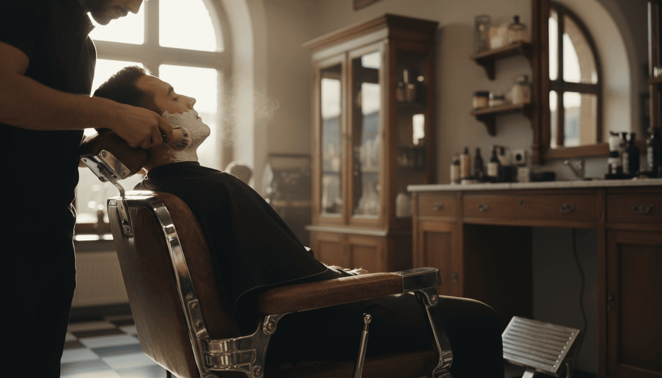 Facial treatment with hot towel